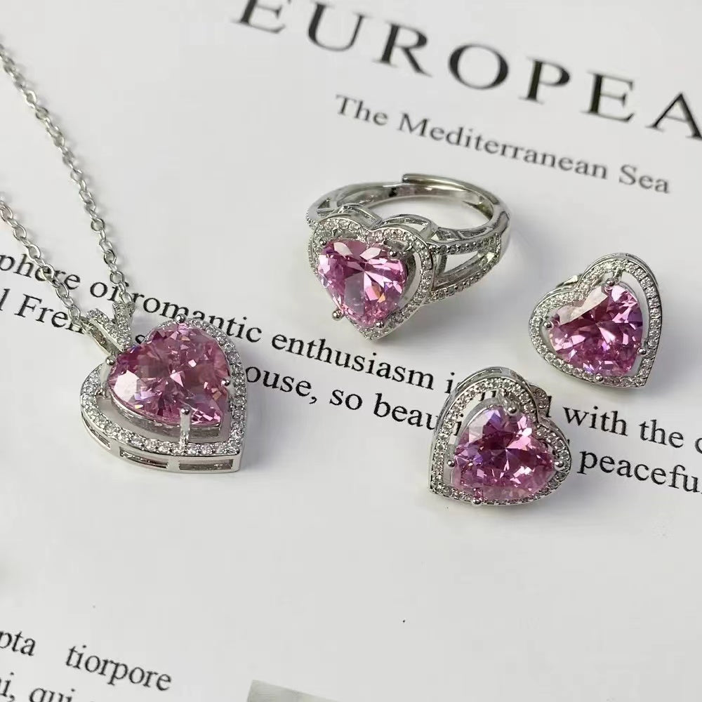 Original design personalized trendy pink zirconia necklace