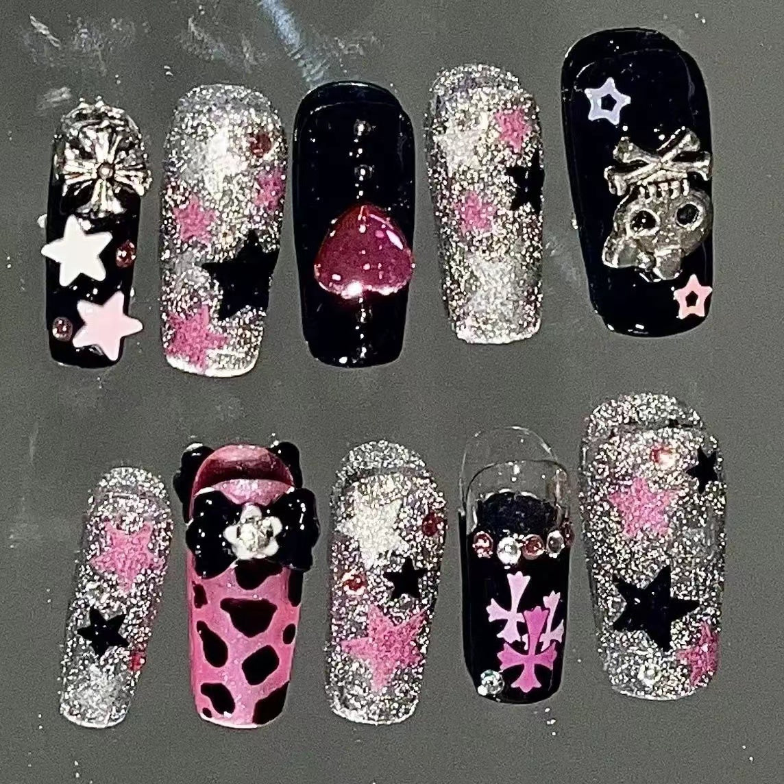 Original pink star wear nail y2k hot girl nail