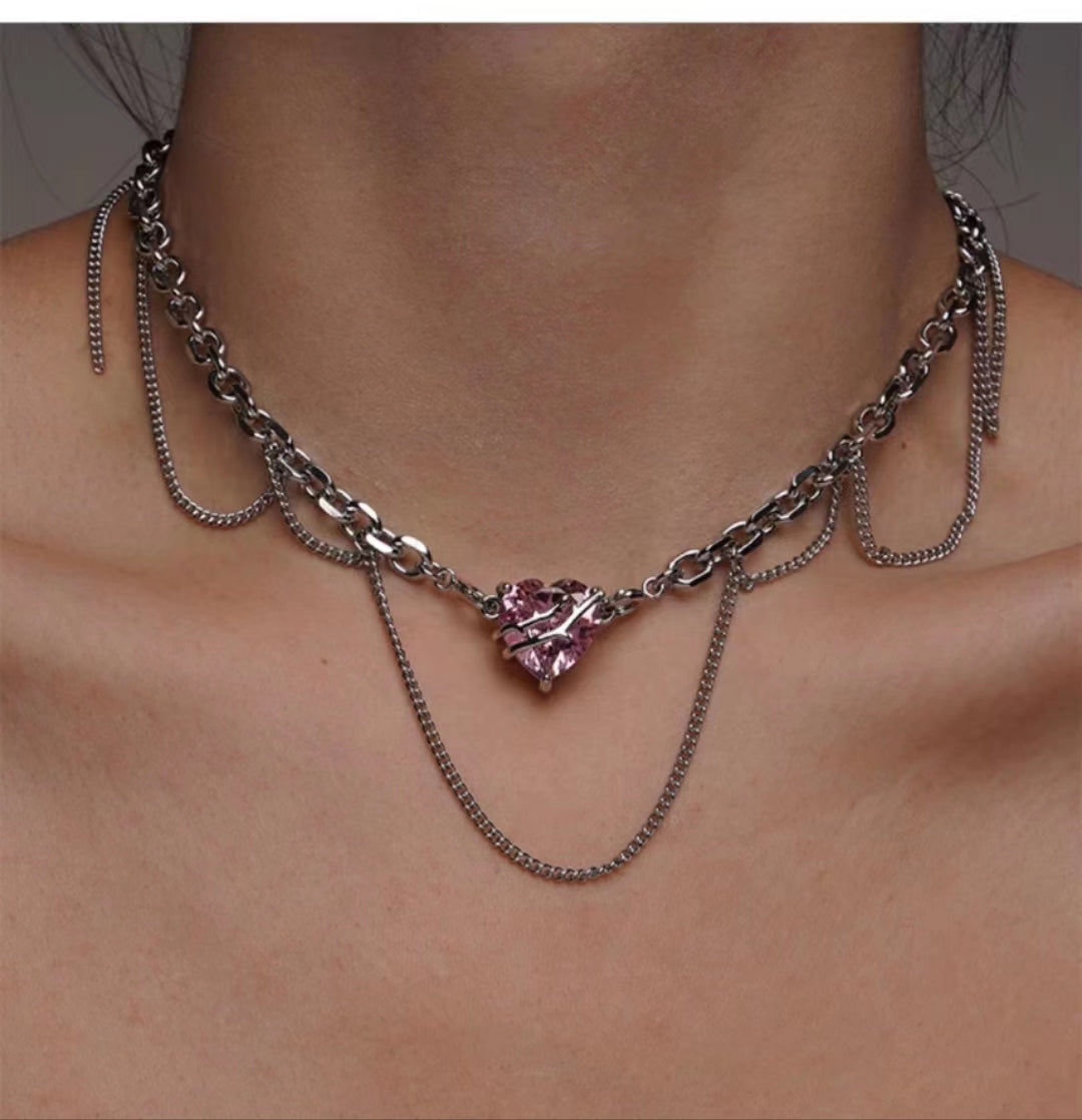 Crystal love pendant necklace delicate