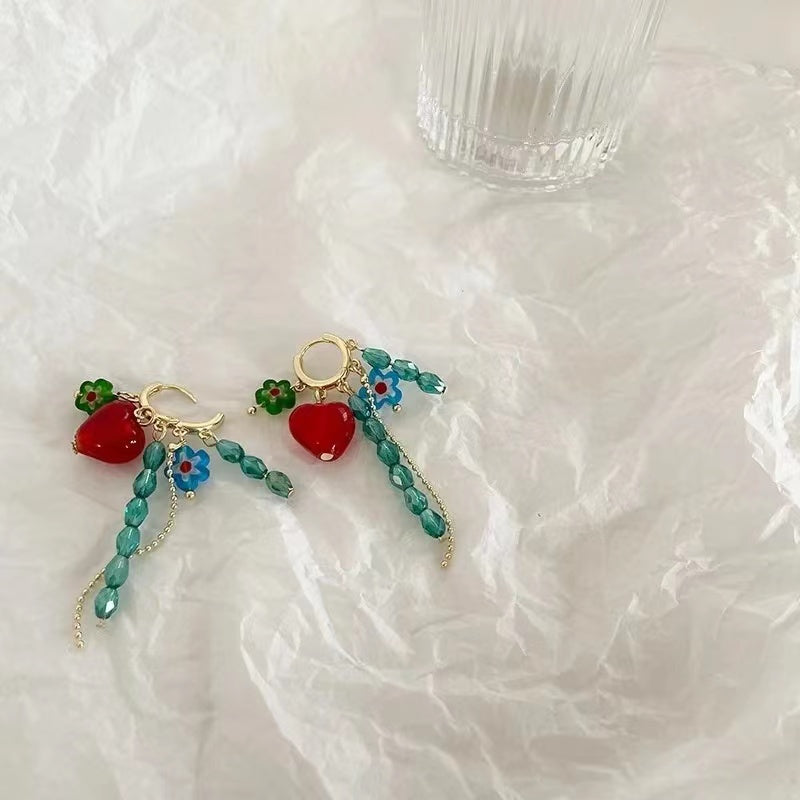 spring and Summer Flower Earrings Vintage Beaded Tassel