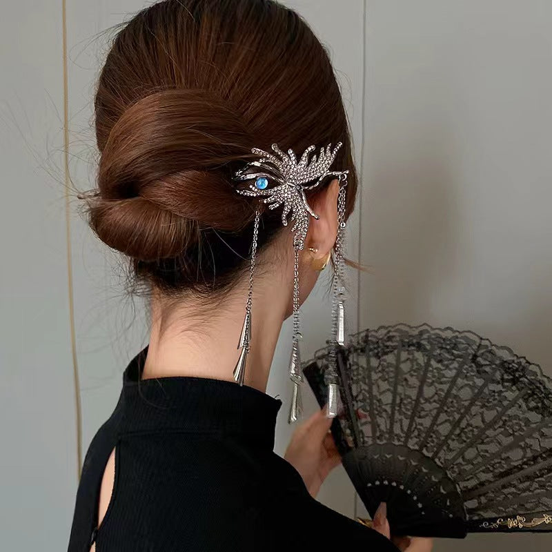 Butterfly fringe hairpin cold wind personalized back of the head coiffure hairpin