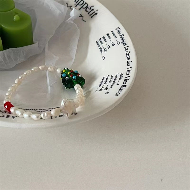 Christmas series pearl Christmas tree gingerbread man pearl beads mix and match bracelet new female
