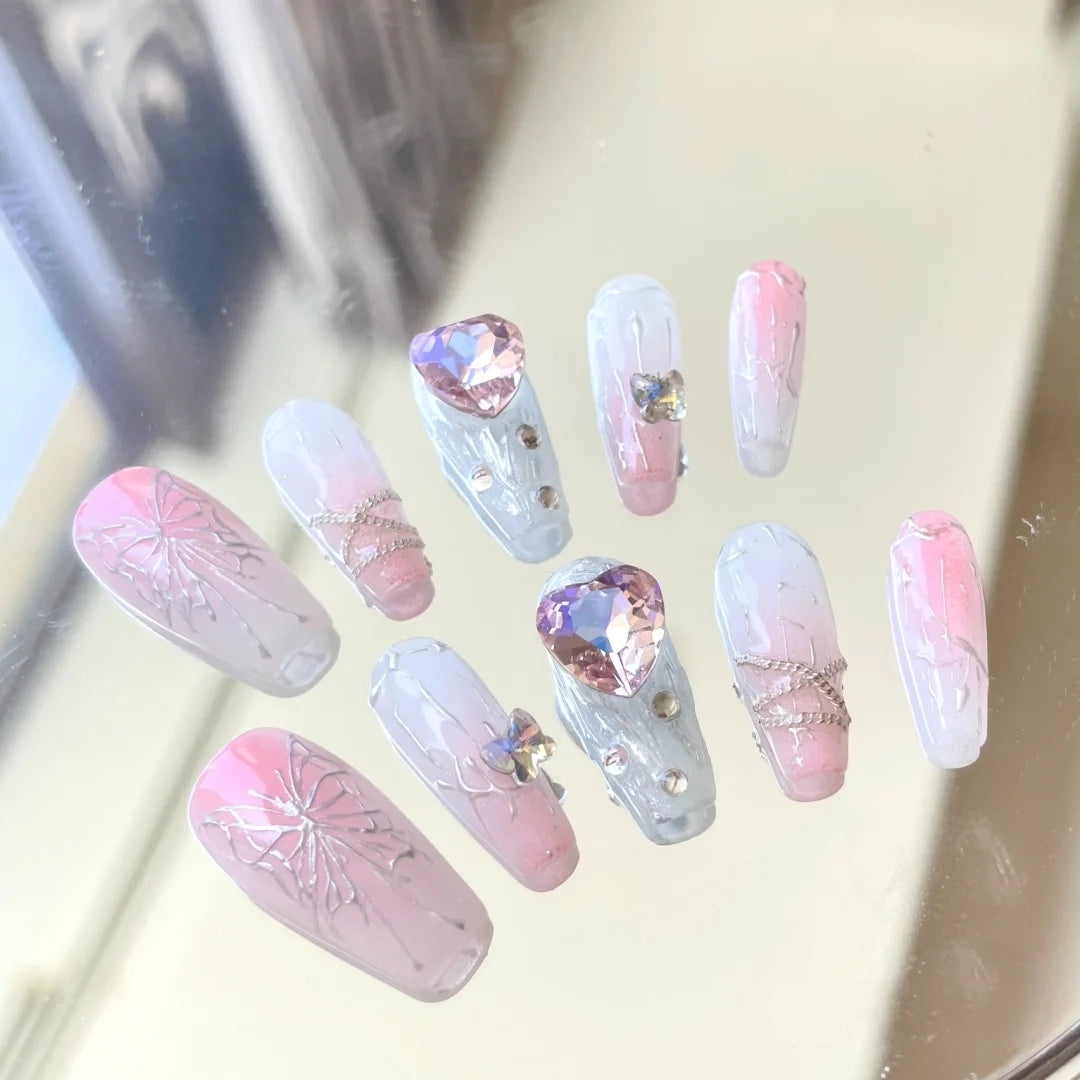 handmade light therapy custom wear nail removable fake nails