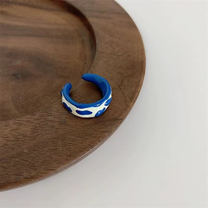 Handmade oil dripping non-fading niche design ring