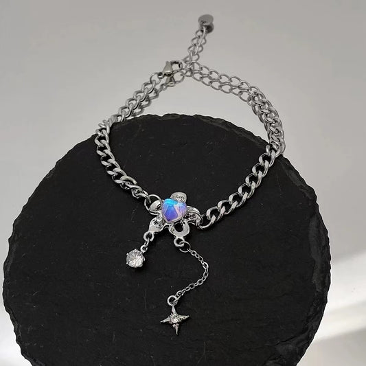 Love flower stitching star mango tassel bracelet female light luxury ins niche design senior sense of sweet cool wind hand jewelry