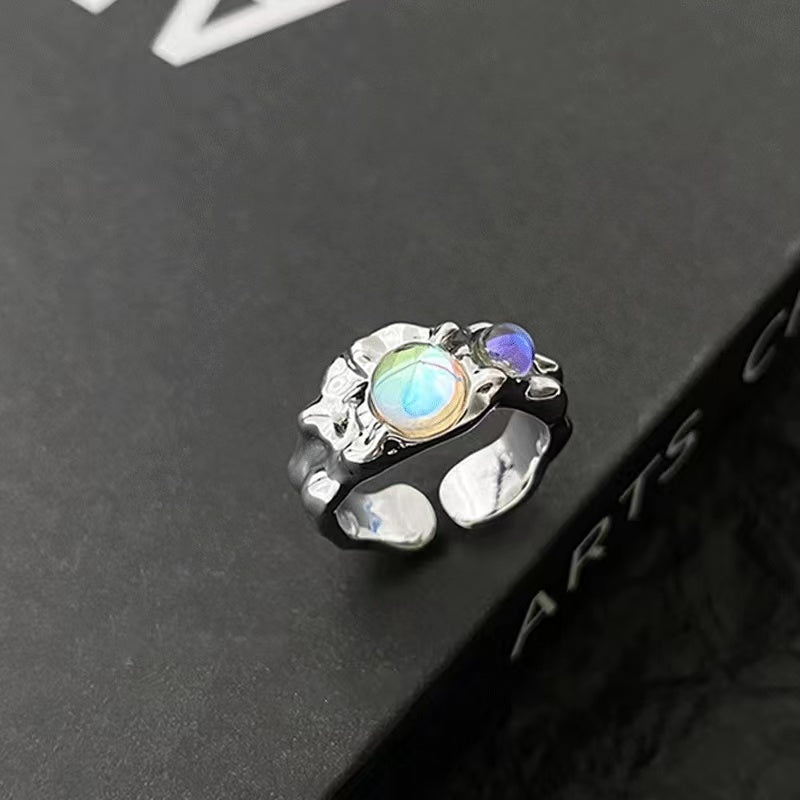 Opal stone couple open ring