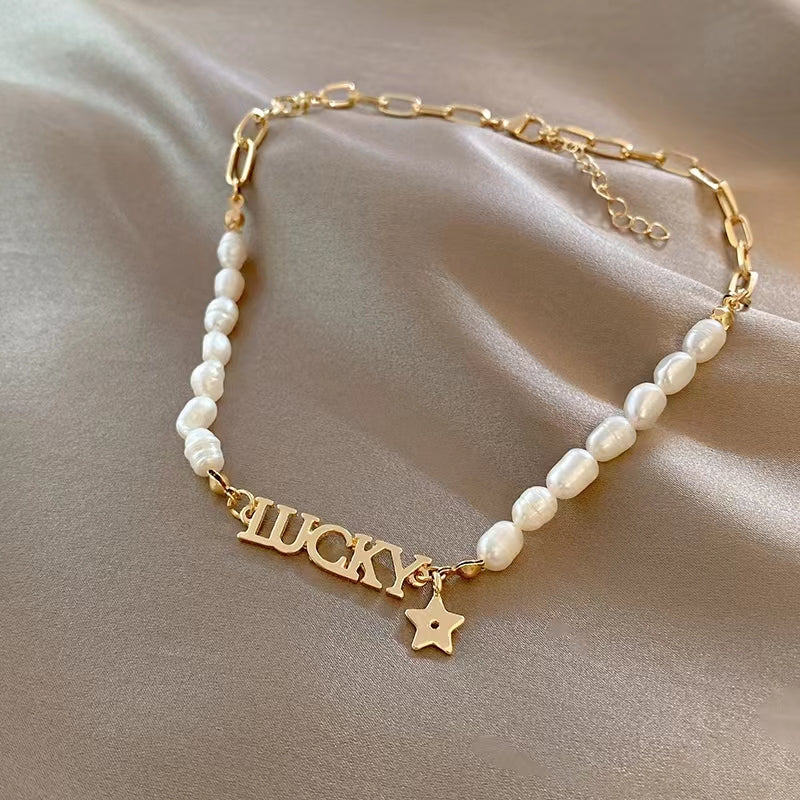 LUCK pearl chain vintage necklace