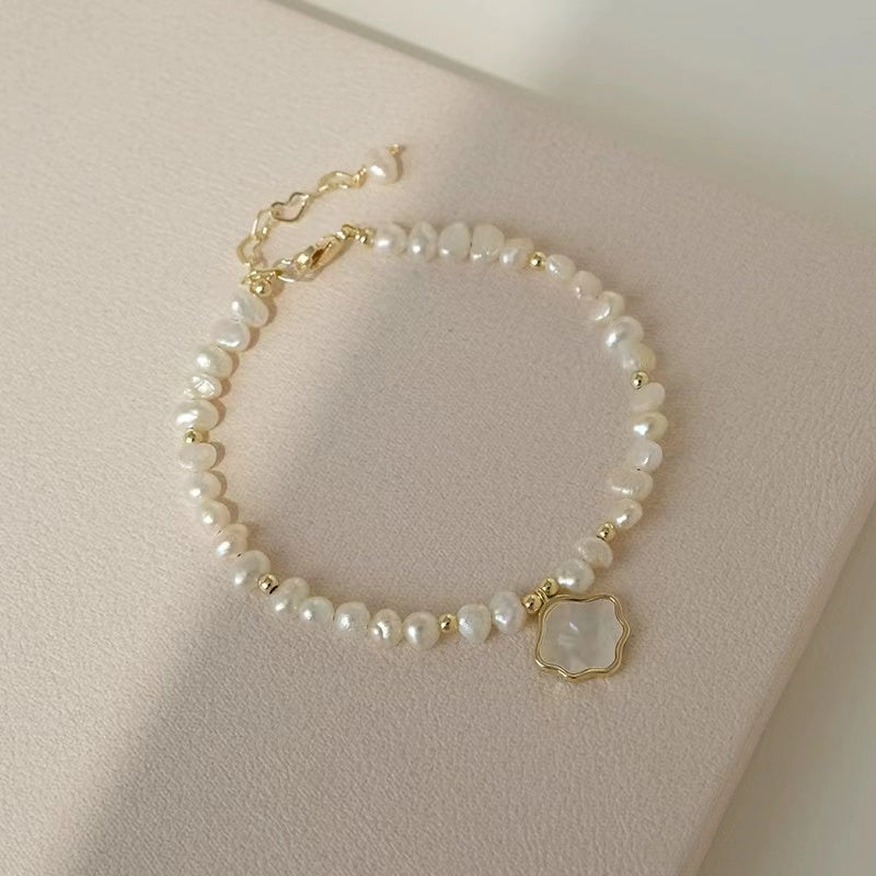 Light luxury exquisite natural freshwater baroque shaped pearl bracelet for girls