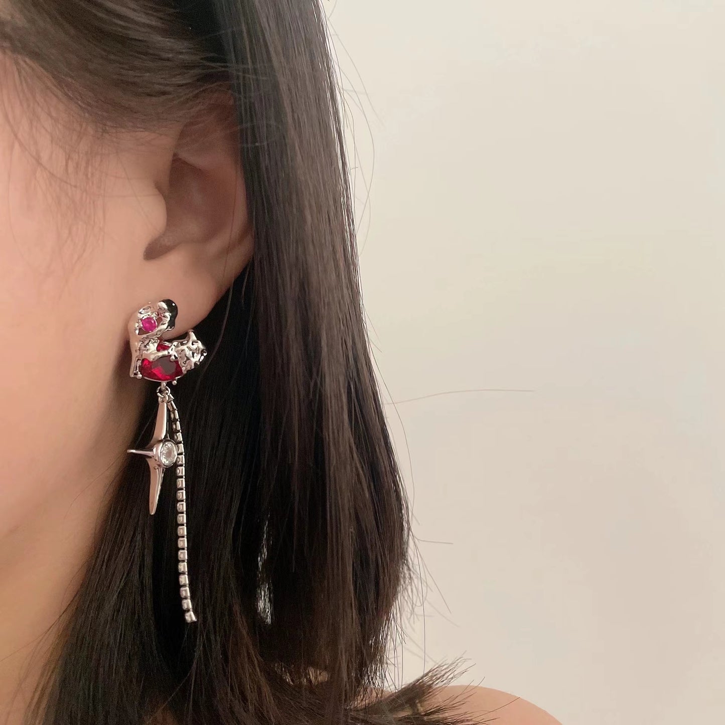 Ruby love Tassel Earrings