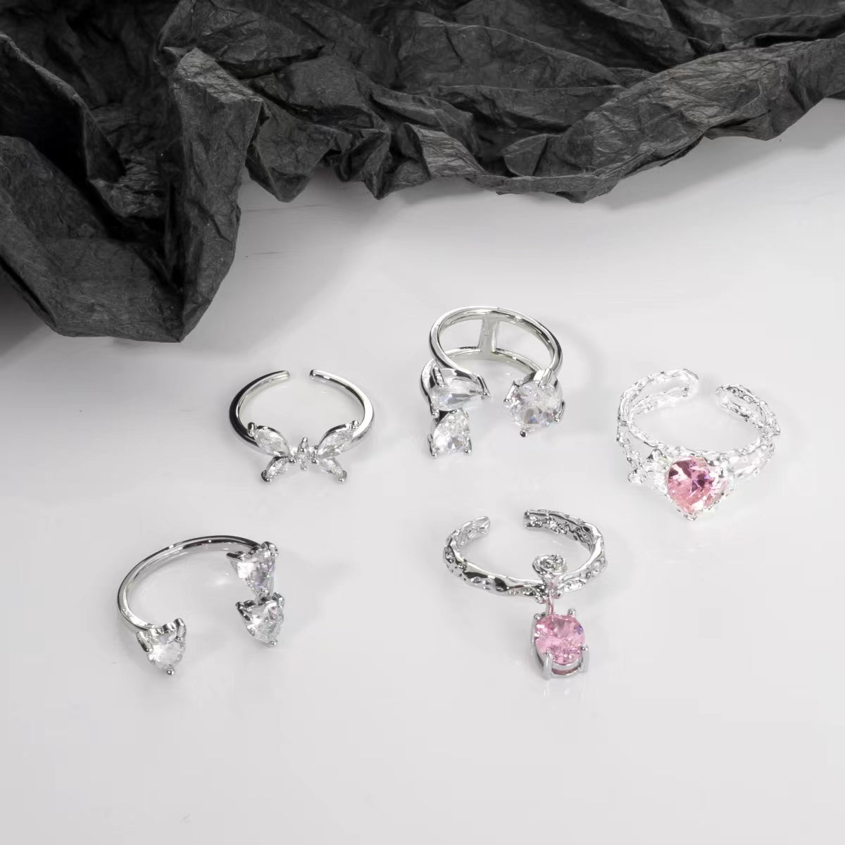 y2k hot girl millennium accessory pink love zirconia ring
