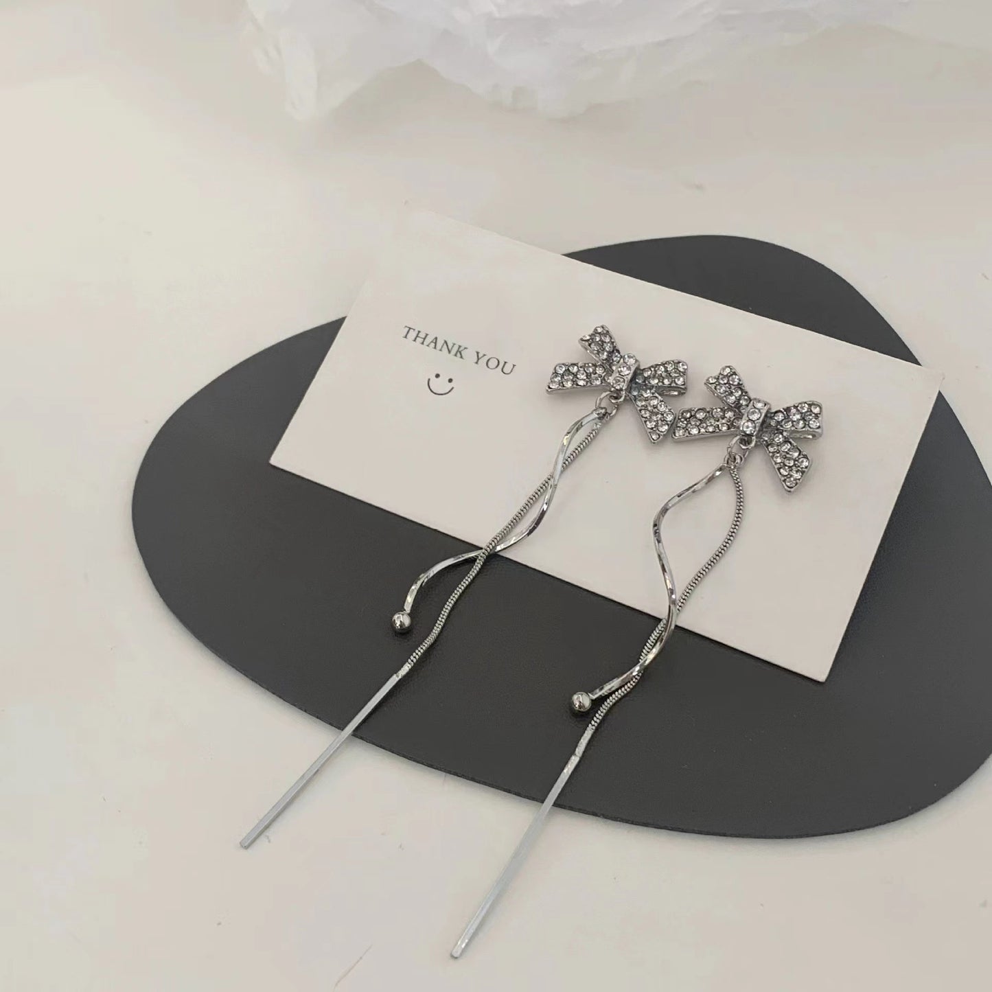 S925 silver pin 2022 new tassel bow earrings female earrings