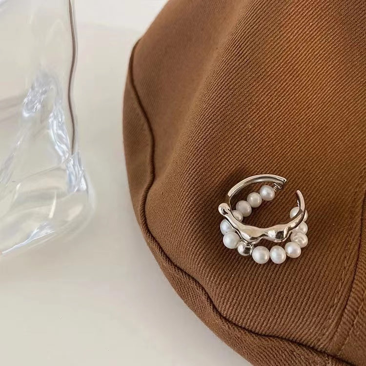 Pearl Irregular Metal Ring