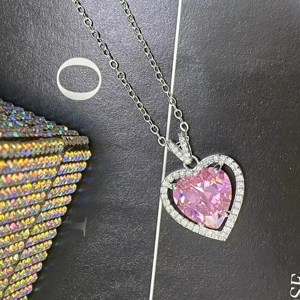 Original design personalized trendy pink zirconia necklace