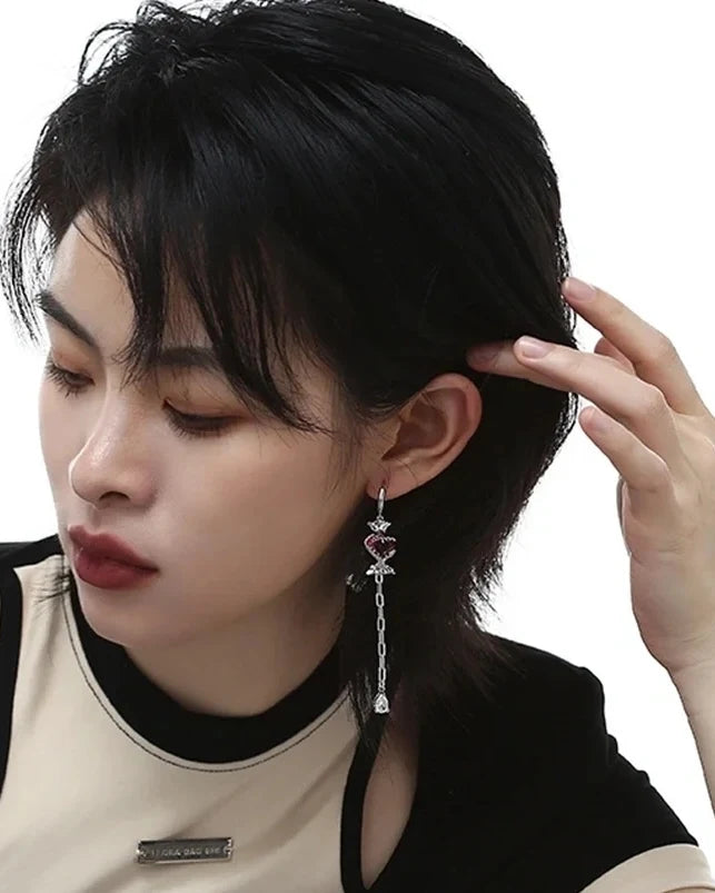 Asymmetrical candy earrings niche design sense of light luxury sweet cool senior sense of cute earrings