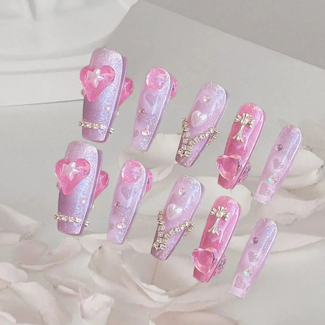 Nail accessories nail decoration small cherry blossom frame zircon plum blossom powder platinum love pearl frame