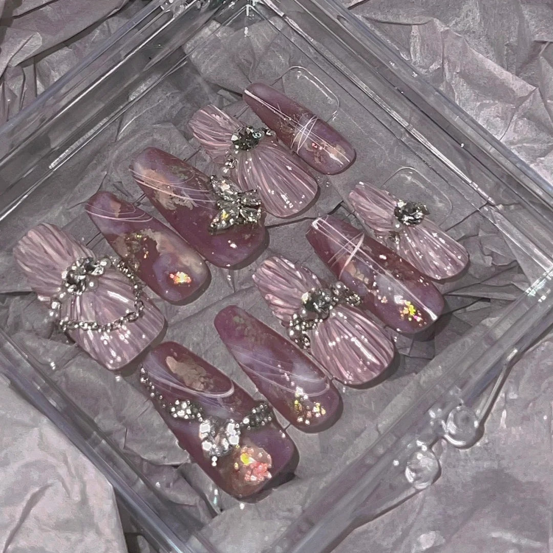 Pink Amethyst Diamond Shell Stone Bride Wears Armor Opal Net Red k9 Diamond Ball Nail Enhancement
