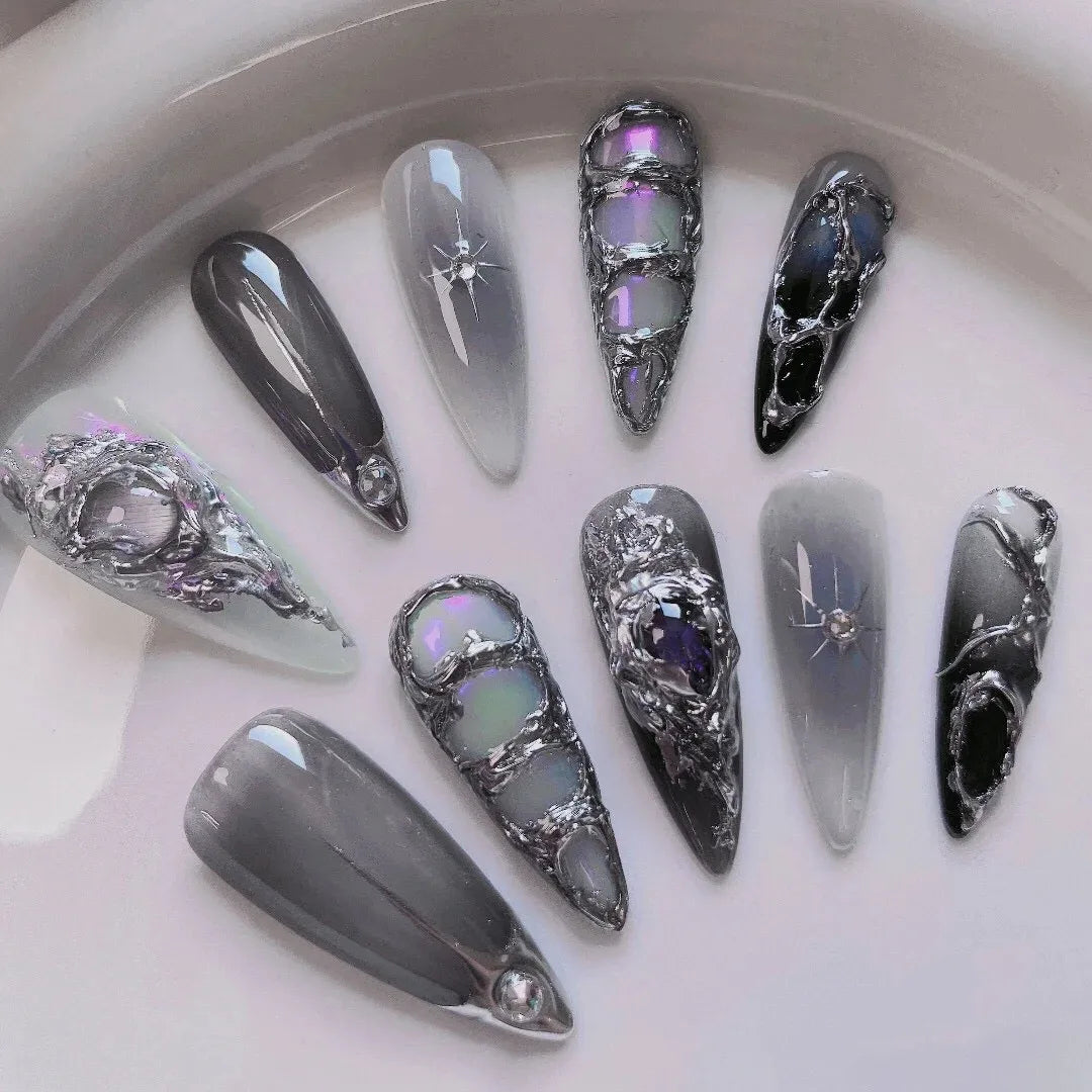 Wearing nail, iron ore, meteorite, European and American advanced cold manicure, customized fake nail size, finished product