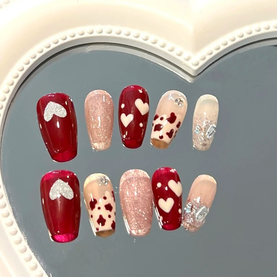 Yuanrong fake nail patch can be taken with pink cat's eye leopard pattern and love to wear nail enhancement film