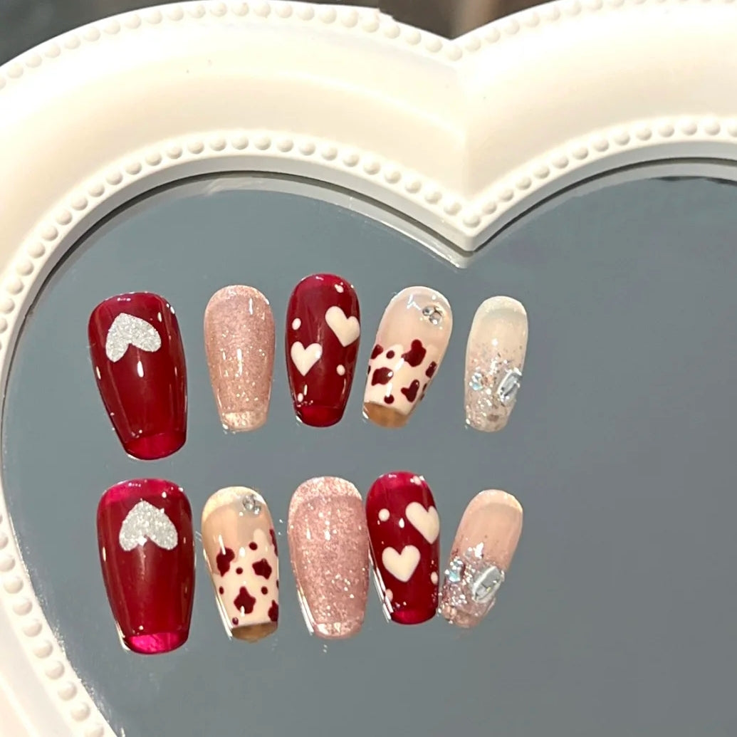 Yuanrong fake nail patch can be taken with pink cat's eye leopard pattern and love to wear nail enhancement film