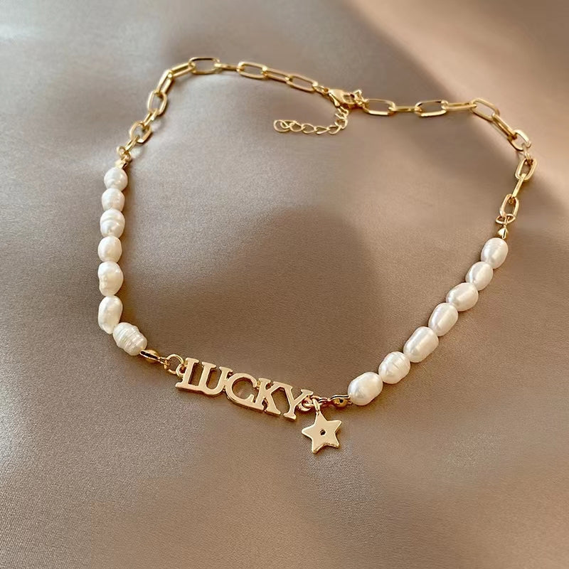 LUCK pearl chain vintage necklace