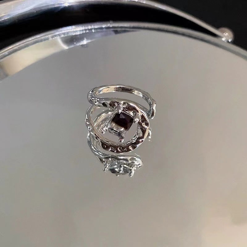 Zircon diamond ring heart opening ring temperament light luxury high sense ring