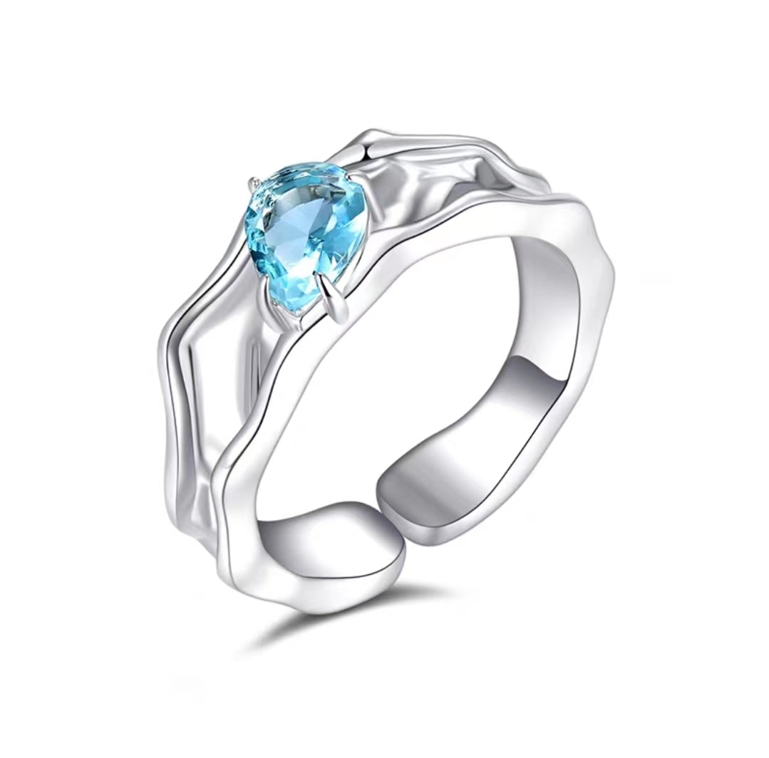 Blue Diamond Metal Ring