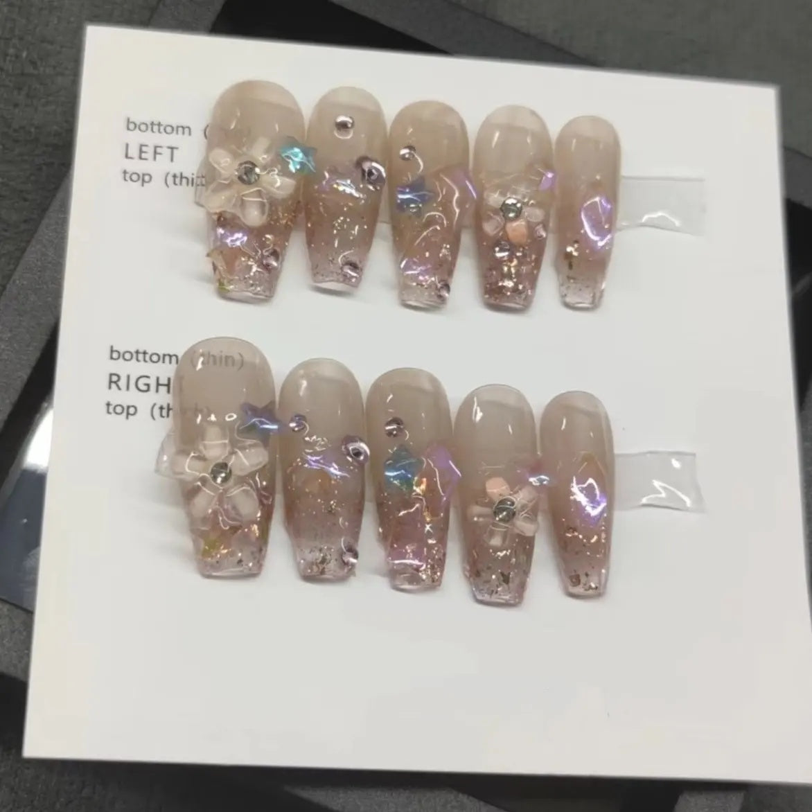 Handmade wear nail finished nail piece burst three-dimensional small flower aurora diamond wear nail can be removed removable
