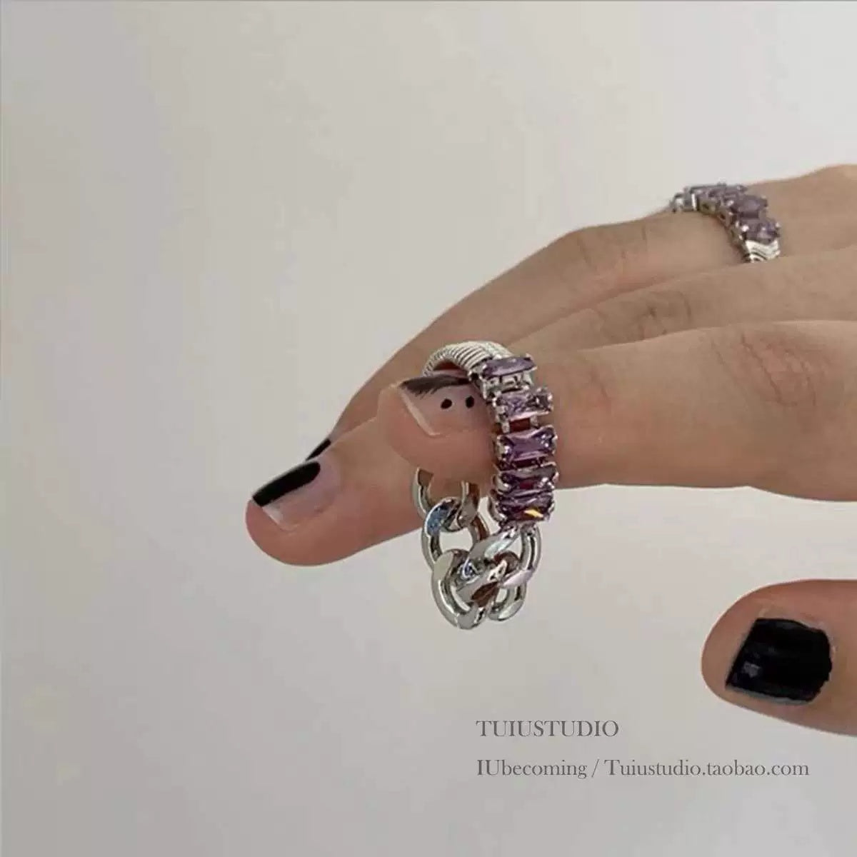Fashion personality snake bone chain zirconium ring