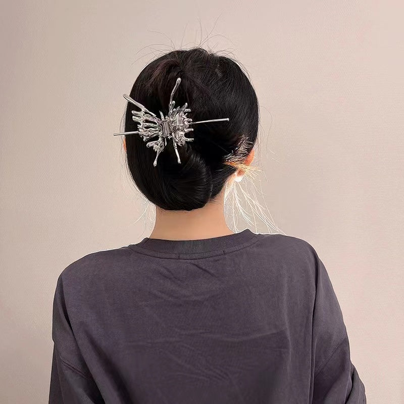 Metal butterfly grip clip female niche personality design sense hair grip headdress hair clip