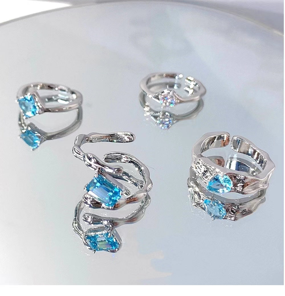 Blue Diamond Metal Ring