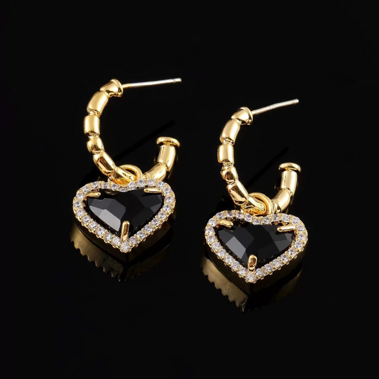 Black Gold Love Earrings