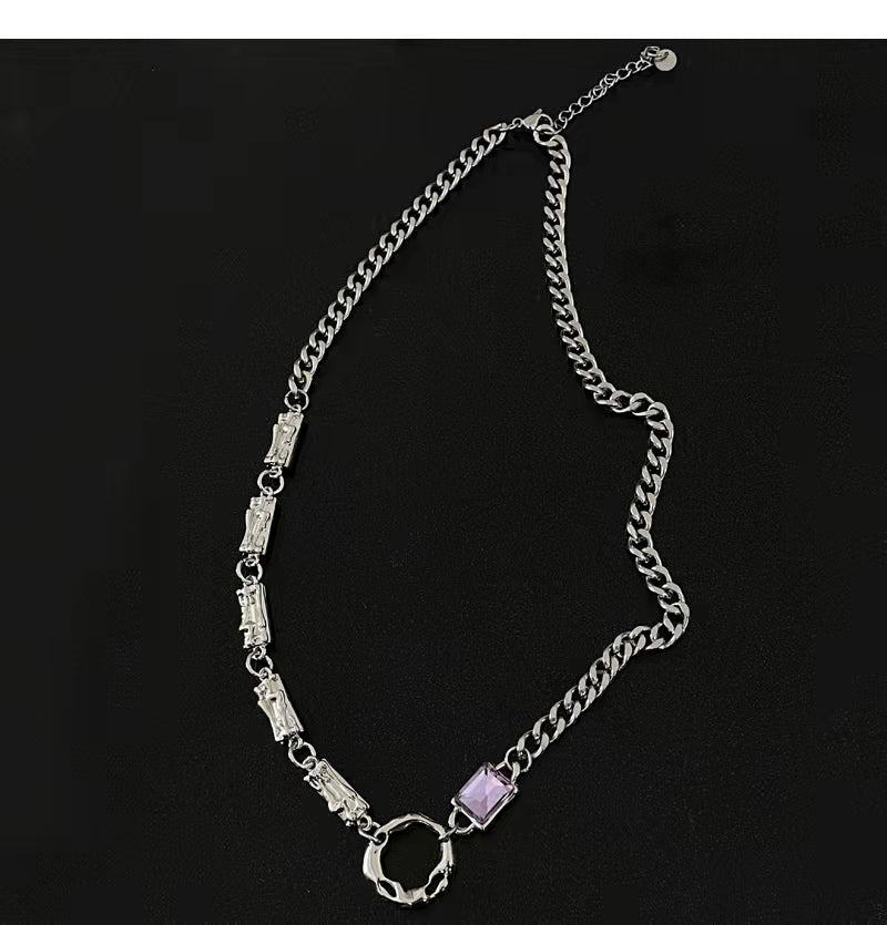 Purple diamond patchwork necklace
