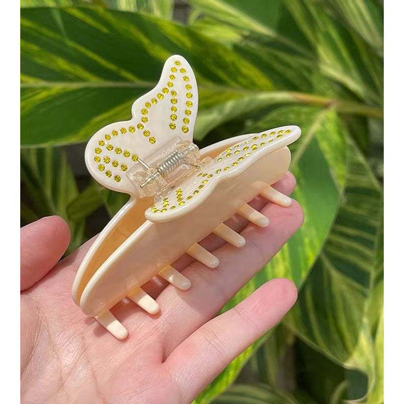 Heavy industry diamond inlaid butterfly large claw clip, summer light luxury hair claw