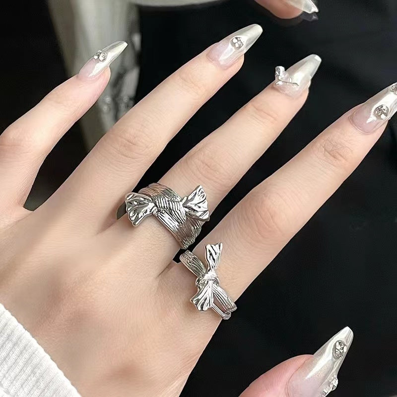 Niche Design Irregular Pleated Bow Candy Ring
