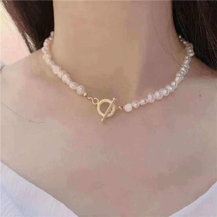 French vintage baroque shaped freshwater pearl necklace