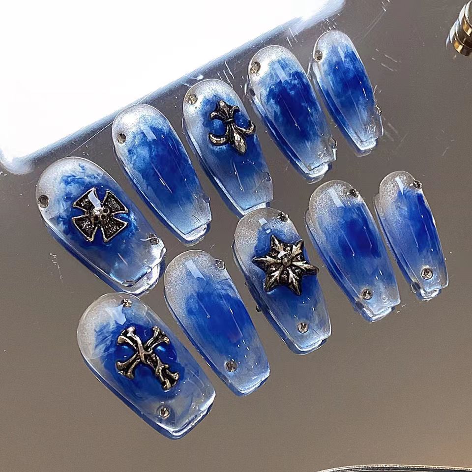[Purely handmade custom] handmade custom fake nails finished Crocodile wear nail can be used repeatedly