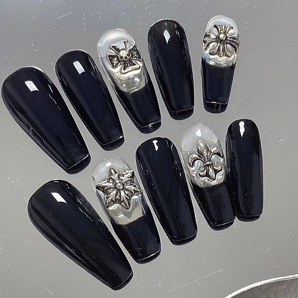 [Purely handmade custom] handmade custom fake nails finished Europe and the United States hot girl Crocodile wear nail repeated use