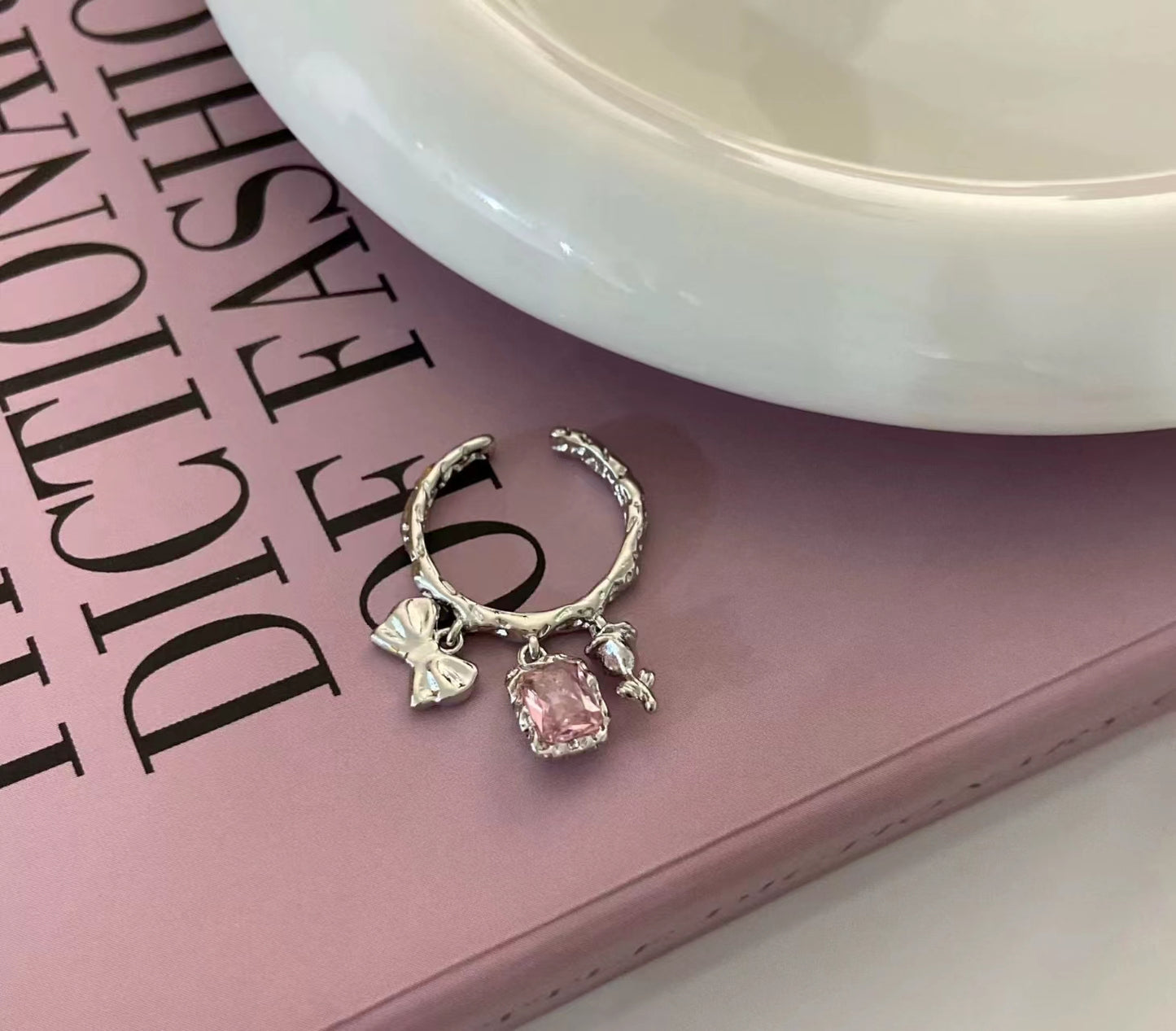 Sweet cool personalized pink zirconia ring