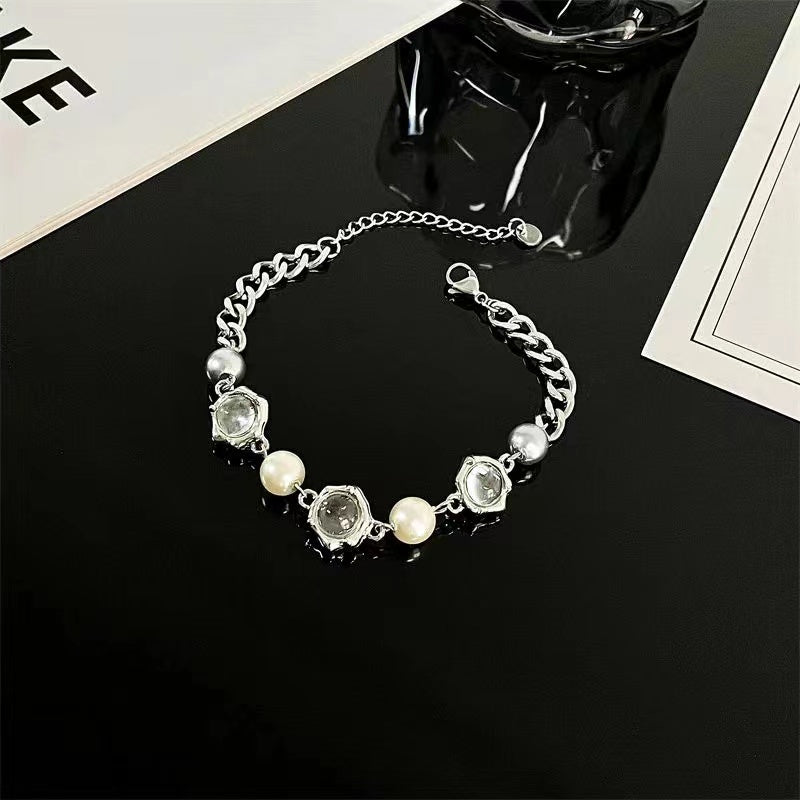 Transparent round bead bracelet female spliced pearl bracelet