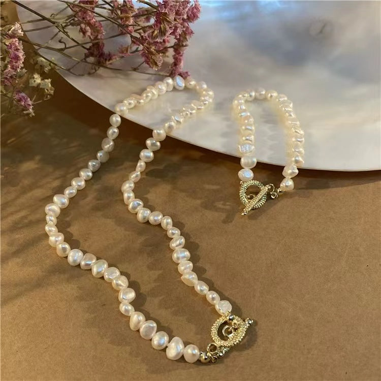French vintage baroque shaped freshwater pearl necklace