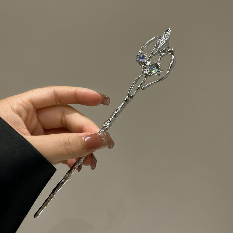 Metal Scepter Hairpin Advanced Moonlight Stone Hairpin New Chinese Style Pan Hairpin Female Cool Hair Ornament