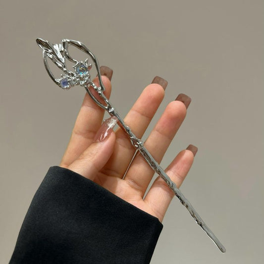 Metal Scepter Hairpin Advanced Moonlight Stone Hairpin New Chinese Style Pan Hairpin Female Cool Hair Ornament