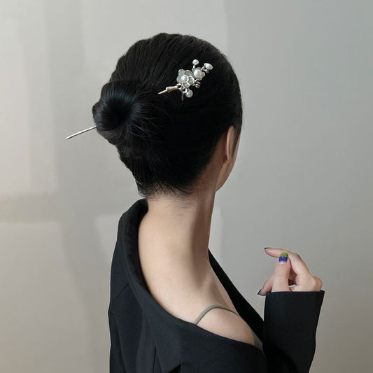 New Flower Plum Blossom Pearl Hairpin Female Minority Chinese Style Hairpin with Han Costume Accessories Hairpin