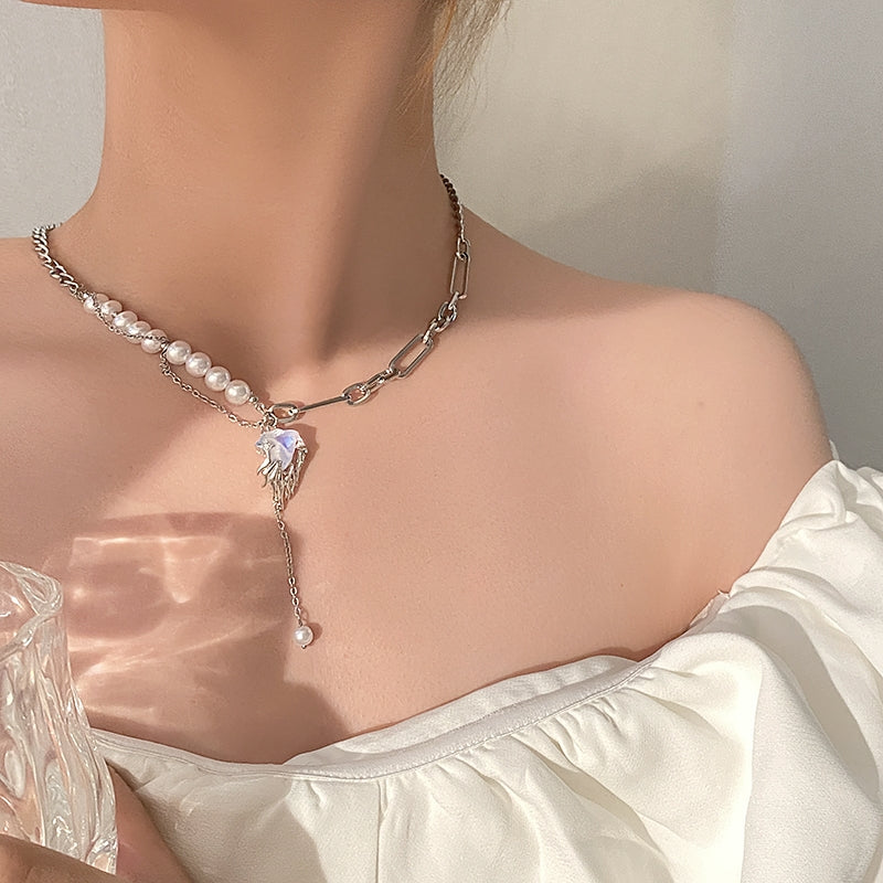 Small design glacier natural  pendant tassel pearl necklace female