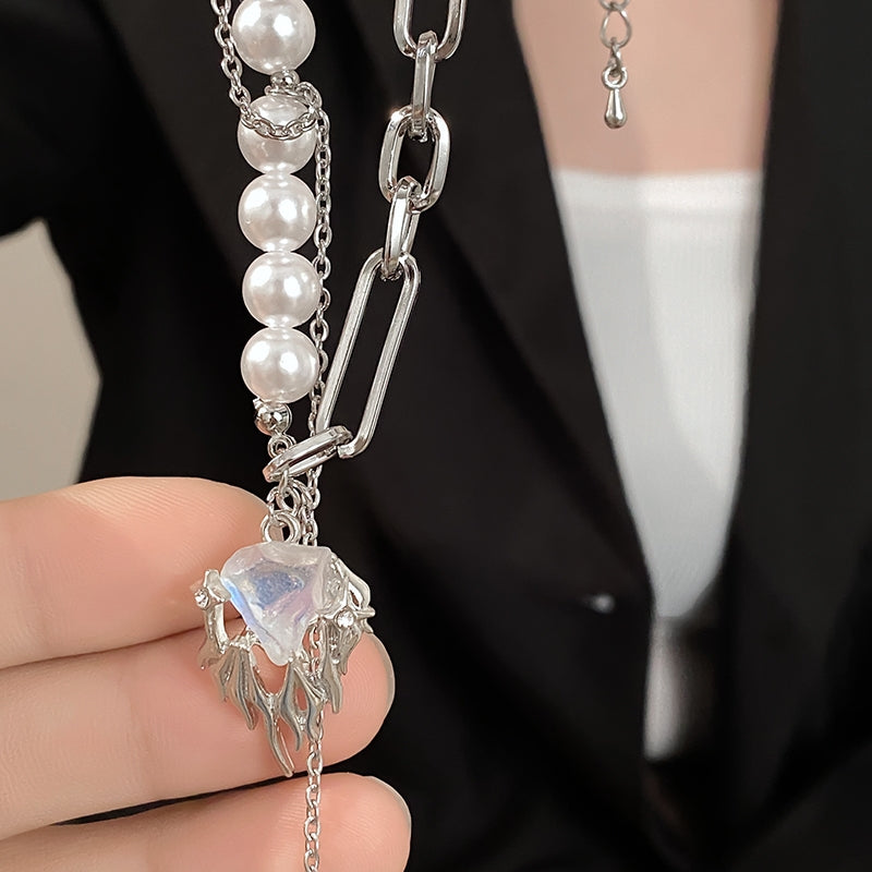 Small design glacier natural  pendant tassel pearl necklace female