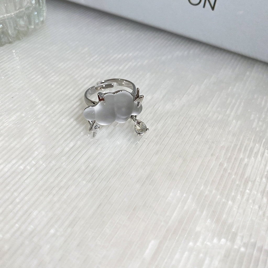New Pleated Moonstone Open Ring South Korea Metal Cool Style Index Finger Ring Small Design Band
