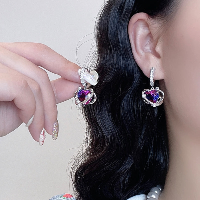 Galaxy star sea series love earrings female light luxury niche senior sense earrings