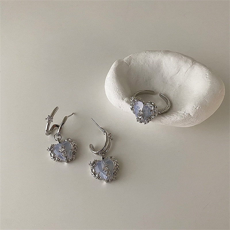 Lingshan Evening Star Light and Luxury Opal Korean Simple Star Tassel Earrings Female Earrings