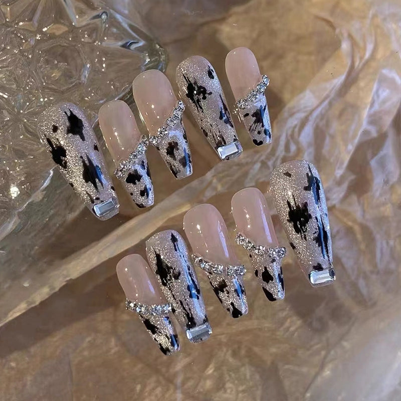 Pure desire cat's eye chain leopard print hand-made wear nail summer new removable nail patch